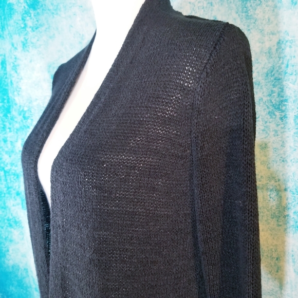 LOFT Black Knit Open Drape Cardigan Sweater - Picture 5 of 14